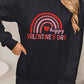 Black Happy Valentine's Day Graphic Embroidered Sweatshirt