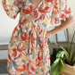 Multicolor Summer Floral Button V Neck Ruffle Flowy Dress
