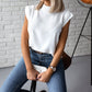 White Solid Color Mock Neck Sleeveless Top