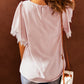 Satin Lace Flutter Sleeve Top