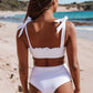Frill Trim Tie Shoulder Bikini High Waist Swimsuit