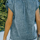Rolled Sleeve Buttoned Denim Shirt with Pocket