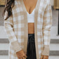Open Front Plaid Long Cardigan