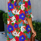 Split V Collar Ruffle Sleeve Floral Shift Dress