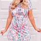 Floral Print Lace-up Short Sleeve Mini Dress