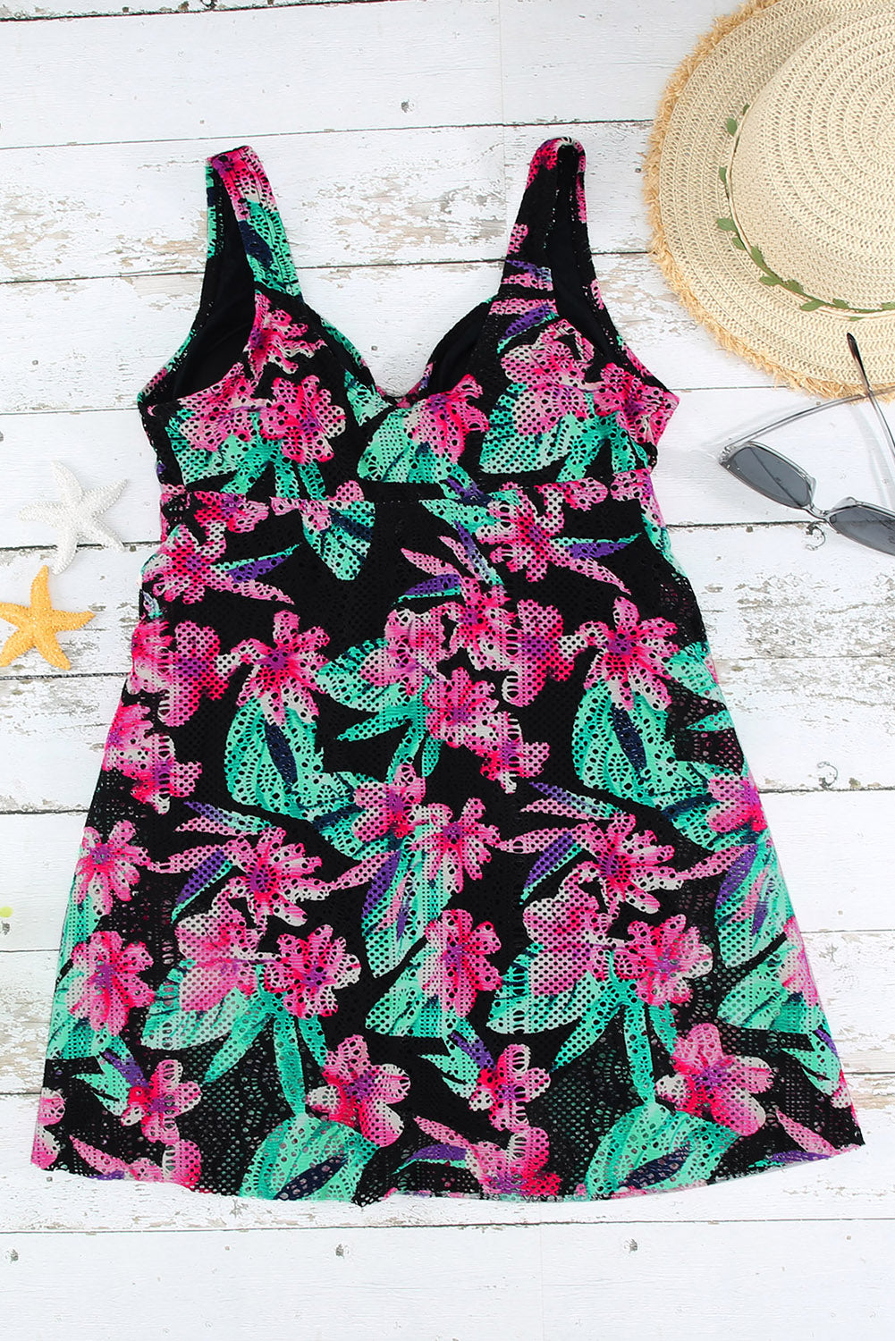 Red Print Twist Swimdress