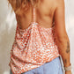 Orange Lace Detail Floral Halter Vest