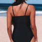 Black Slash Mesh Cutout Asymmetric One Piece Swimsuit
