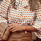 Multicolor Geometric Print Tie Puff Sleeve Blouse