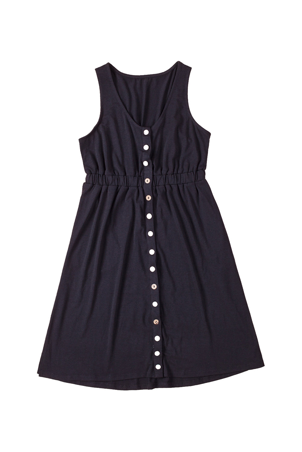 Buttons Sleeveless High Waist Mini Dress