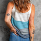 Adjustable Spaghetti Straps Colorblock Knit Tank Top