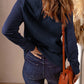 Stand Neck Waffle Zip up Sweatshirt