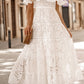 White Off-the-shoulder Ruffled Lace Maxi Dress