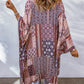 Pink Geometric Print Open Front Kimono