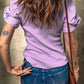 Rose Twisted Puff Sleeve Ribbed Knit Top