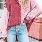 Drop Shoulder Colorblock Corduroy Shacket