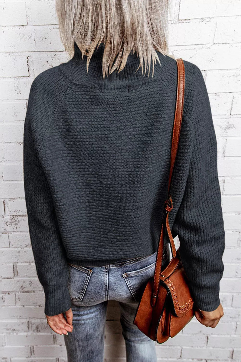 Zip Knitted High Neck Sweater