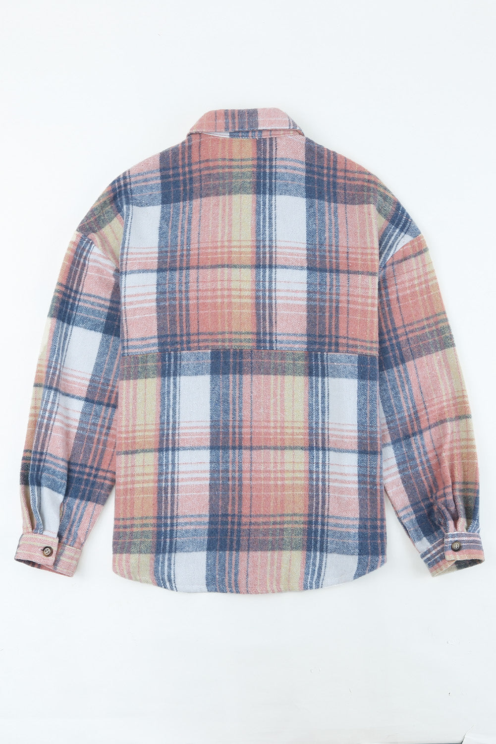 Pink Plaid Flap Pockets Shacket