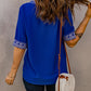 Chic Boho V Neckline Half Sleeve Blouse