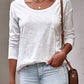 White Plain Basic Long Sleeve Tee with Pocket