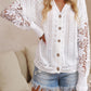 White Lace Crochet Hollow Out Knit Buttoned Sweater