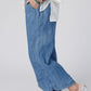 Sky Blue Wide Leg Drawstring Waist Loose Pants