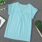 Buttoned Detail Cotton Blend Short Sleeve T-shirt