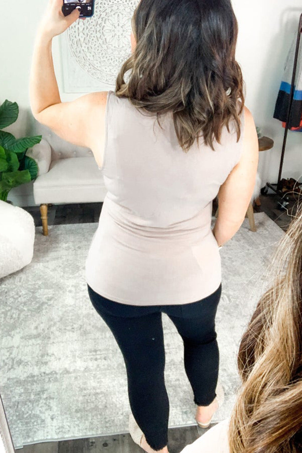 Apricot Twist Front Knot Plus Size Tank Top