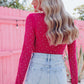 Rose Rhinestone O-neck Long Sleeve Bodysuit