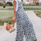 White Wide Leg Leopard Print Jumpsuit Overalls