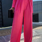 Rose Pleated High Waist Wide Leg Casual Pants