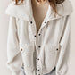 Button Flap Pocket Spread Collar Fleece Jacket