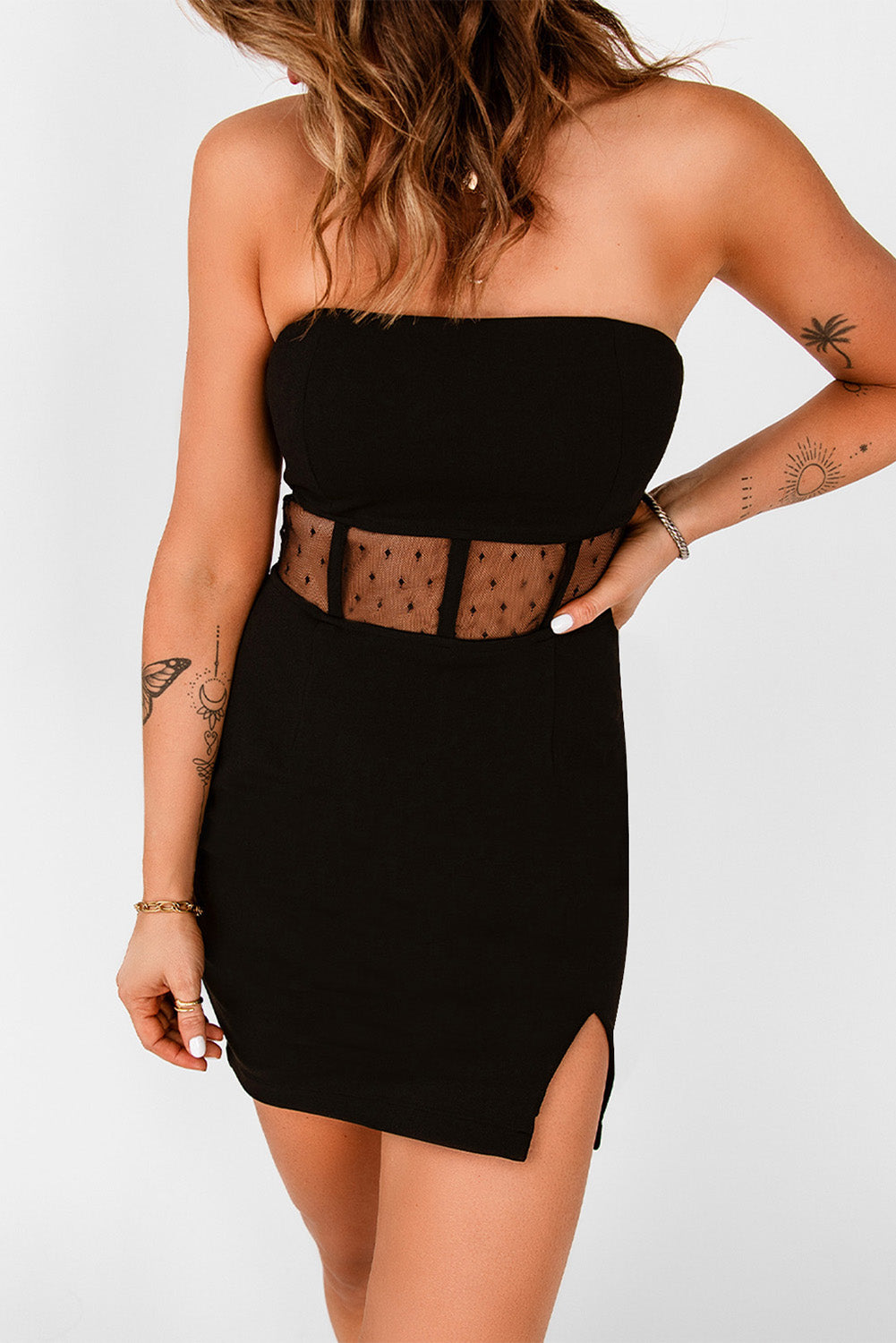 Split Bandeau Bodycon Mini Dress