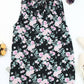 Black Plus Size Floral Print Ribbon V Neck Tank Top