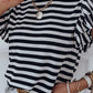 Stripe Print Tiered Ruffled Sleeve Tee