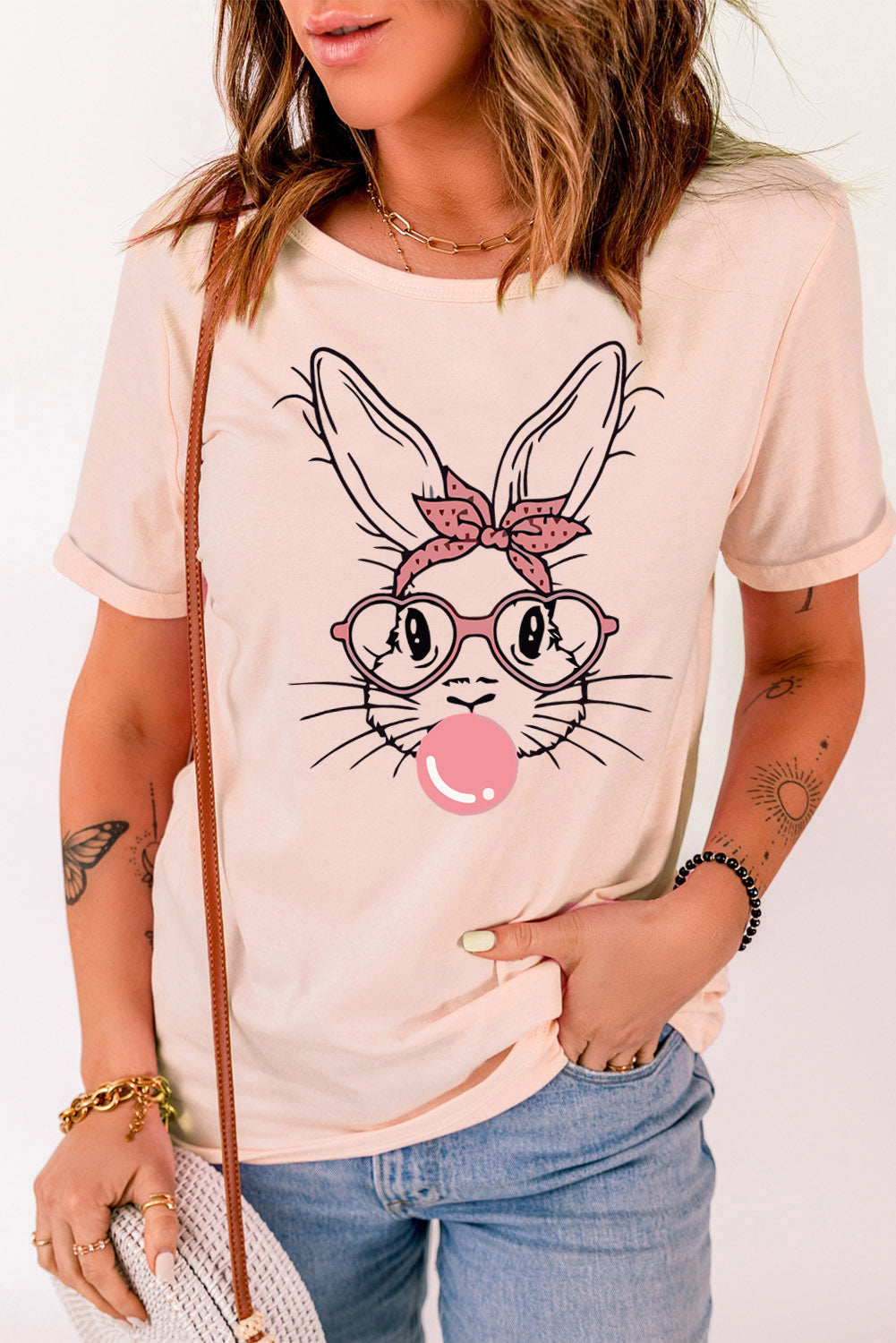 Bubblegum Bunny Graphic Print Easter Fashion Tee
