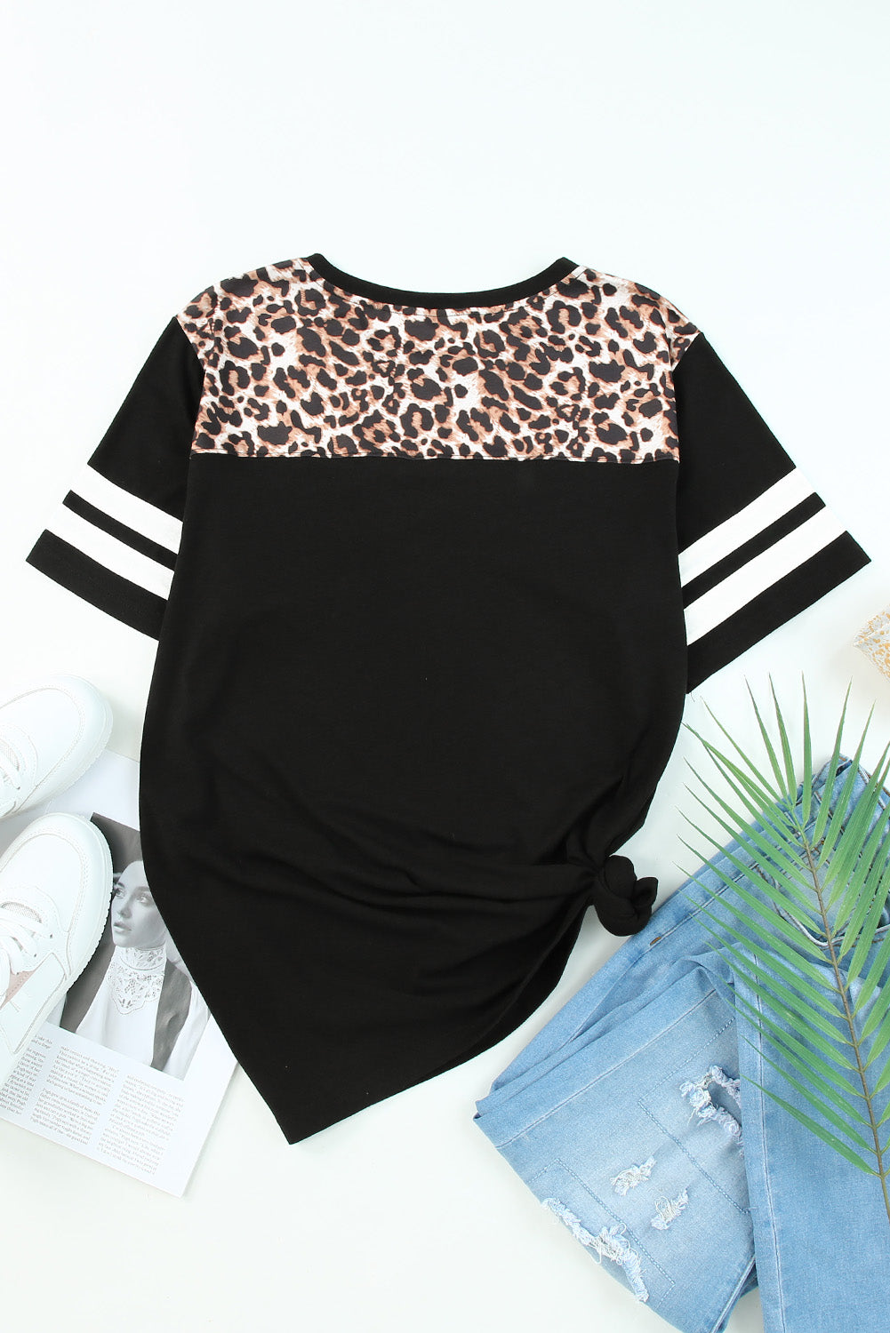 Sequin Striped Patchwork Short Sleeve Plus Size T Shirt