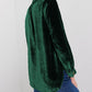 Frilled Neck Buttoned Front Velvet Top