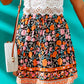 Black Floral Print Drawstring A-line High Waist Mini Skirt