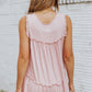 Pink Foil Splatter Drops Ruffled Flowy Tank