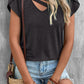 Strappy V Neck Overlap Short Sleeve Top