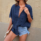 Crochet Hollow-out Lace Splicing Short Sleeve Top