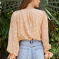 Orange Metallic Gold Polka Dot Surpliced Long Sleeves Shirts