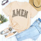 Khaki AMEN Leopard Print Short Sleeve Graphic T Shirt