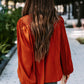 Crochet Lace Textured Balloon Sleeve Blouse