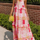 Boho Geometric Floral Print Sleeveless Maxi Dress