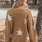 Brown Stars Kangaroo Pocket Pullover Sweater