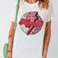 White MAMA Heart Leopard Lightning Print Graphic Tee