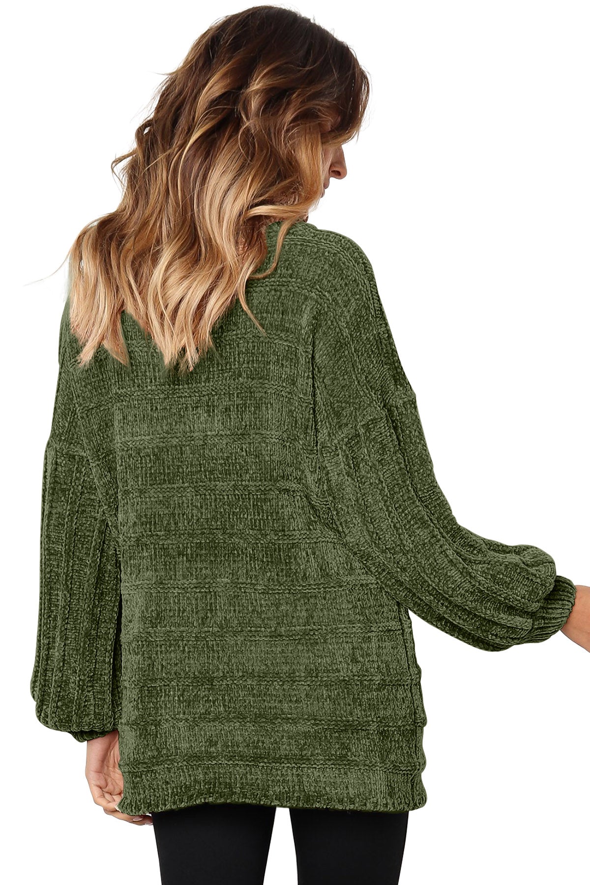 Army Green Soft Velvet Knit Sweater Jumper