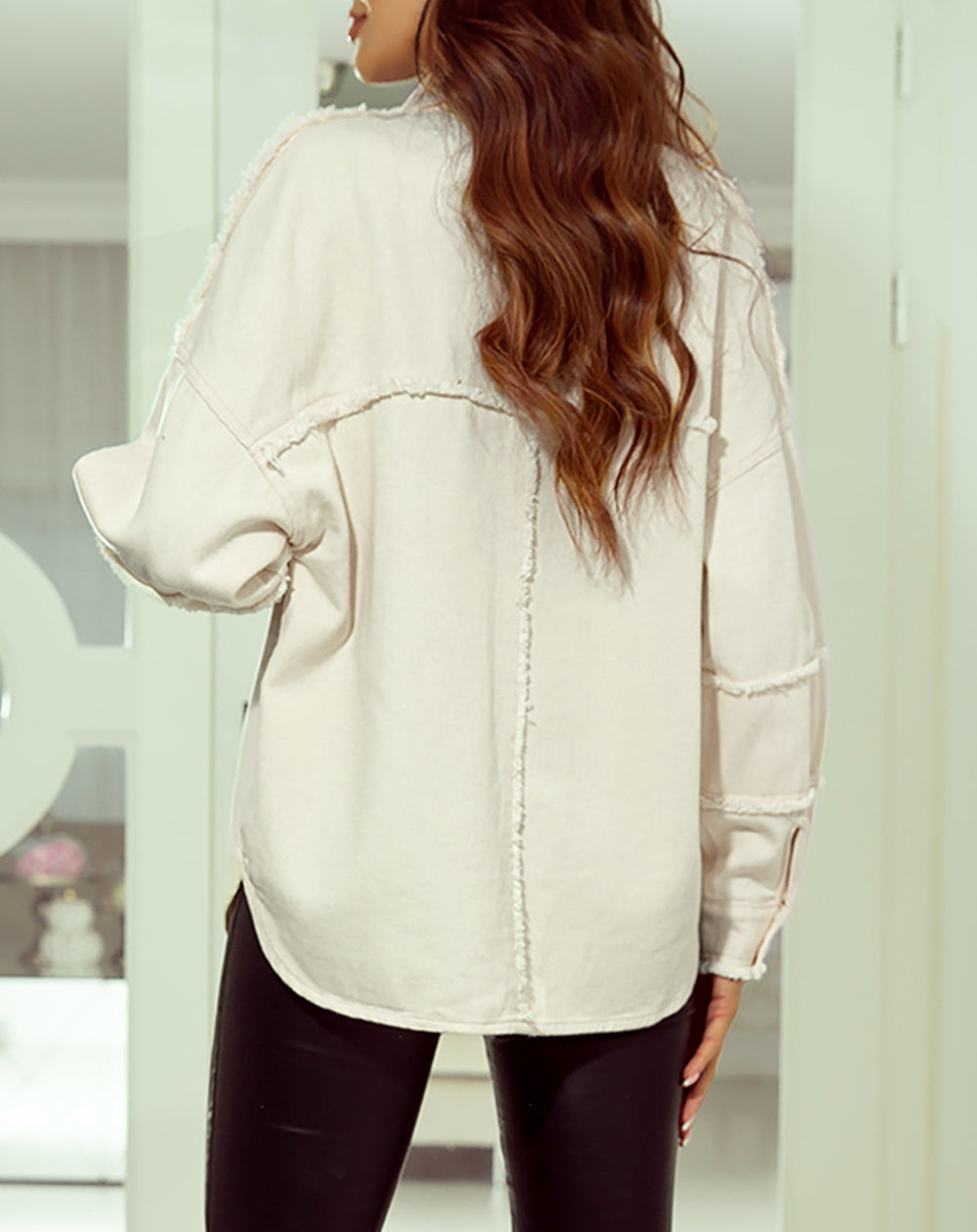 Frayed Exposed Seam Denim Jacket